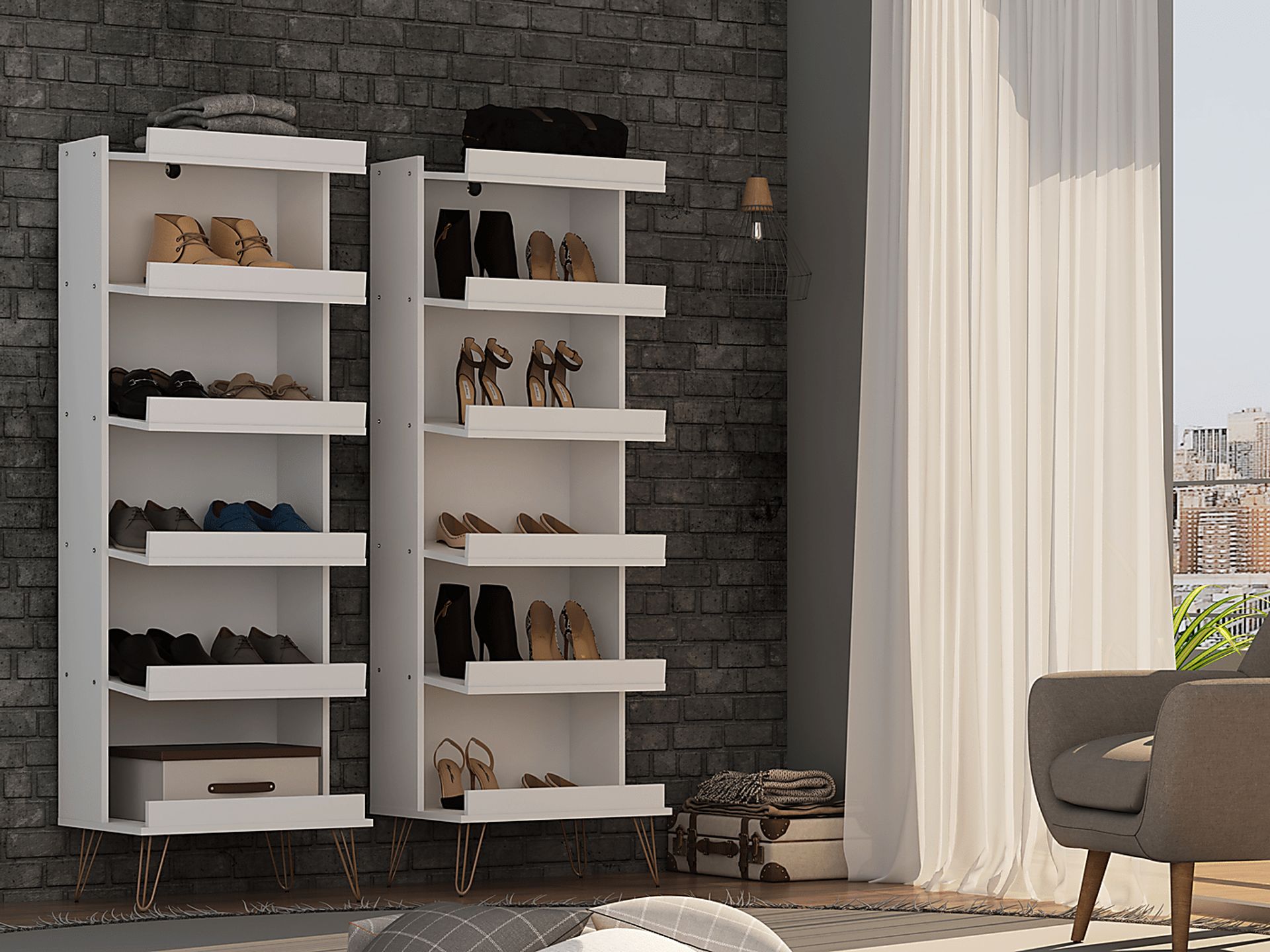 Arkose White 2 Pc Shoe Rack - Image 8