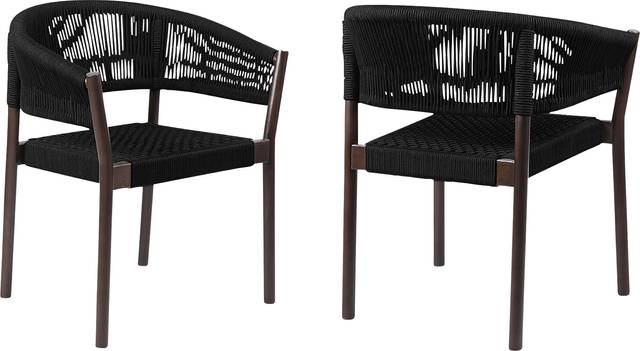 Arlajen Black Outdoor Arm Chair, Set of 2 - Thumbnail - Image 1
