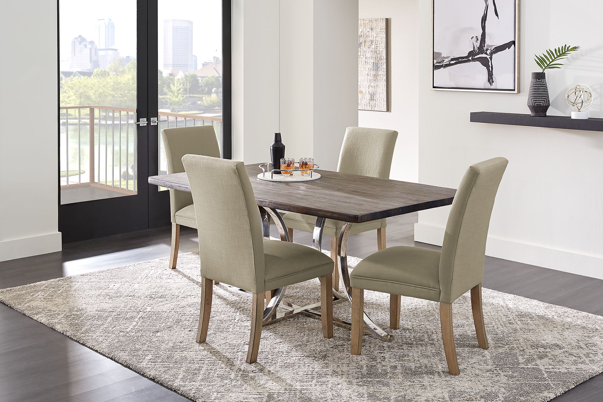 Arland Dark Brown 5 Pc Rectangle Dining Room with Brown Chairs - Image 1