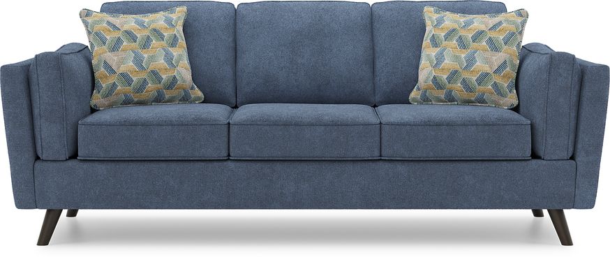 Cindy Crawford Bellingham Midnight Blue Textured Sofa - Rooms To Go