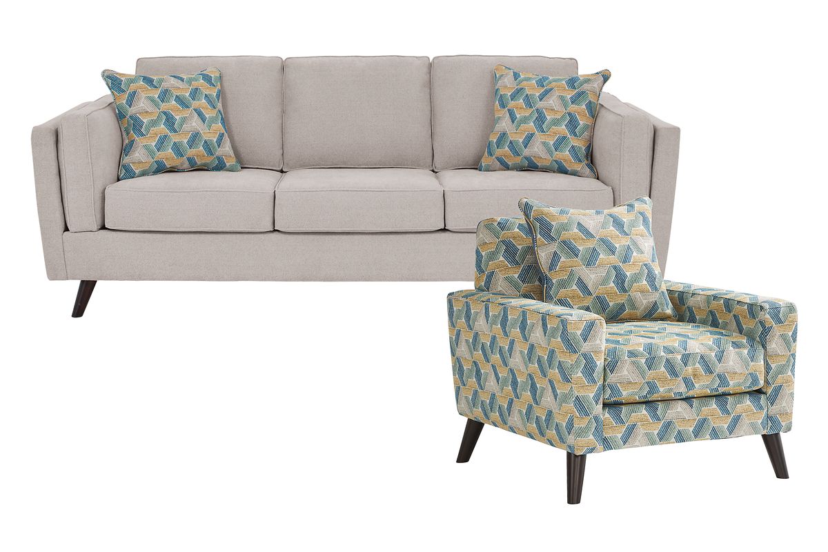 Arlington 2 Pc Platinum Beige Chenille Fabric Living Room Set With Sofa