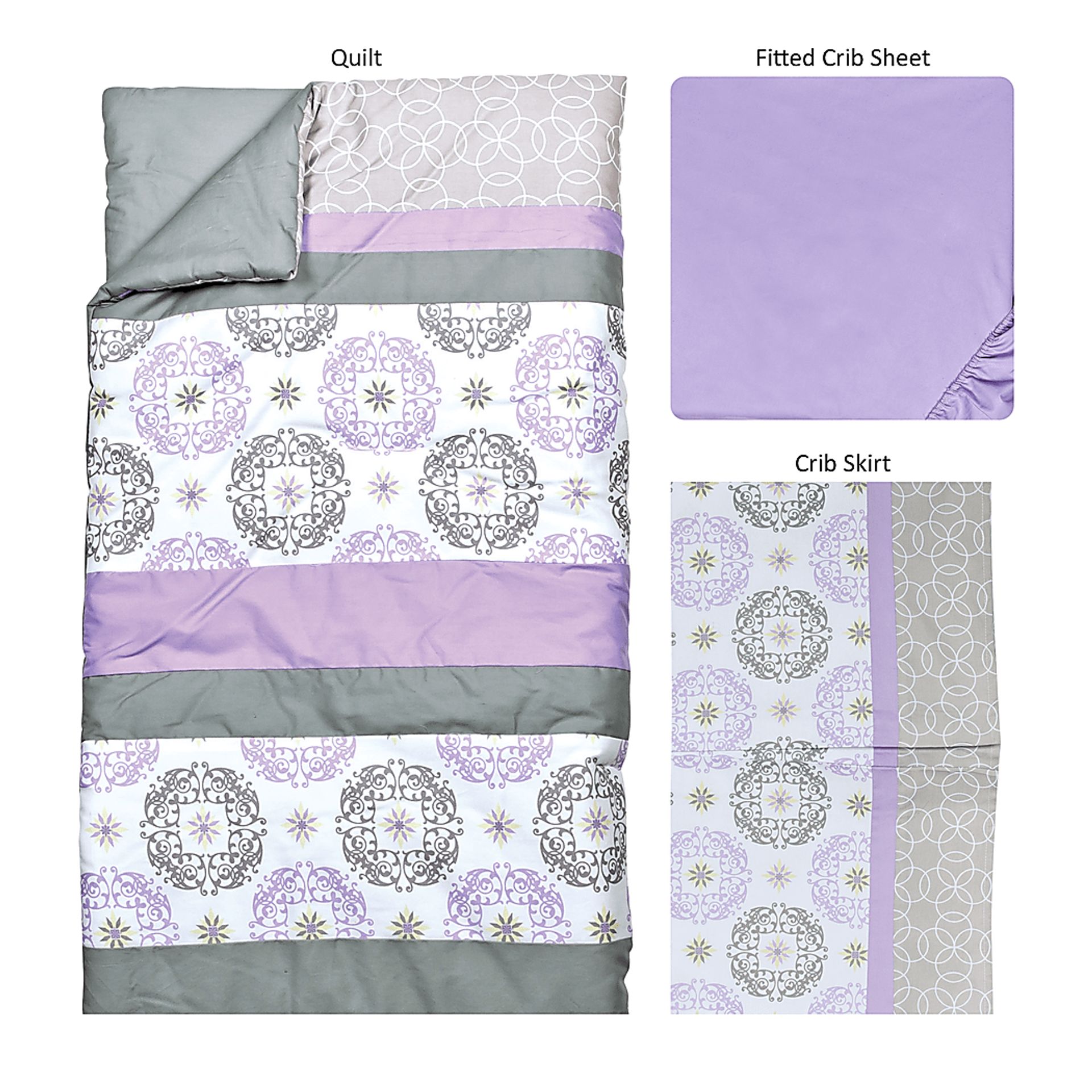 Arlisa Lilac 3 Pc Baby Bedding Set - Image 6