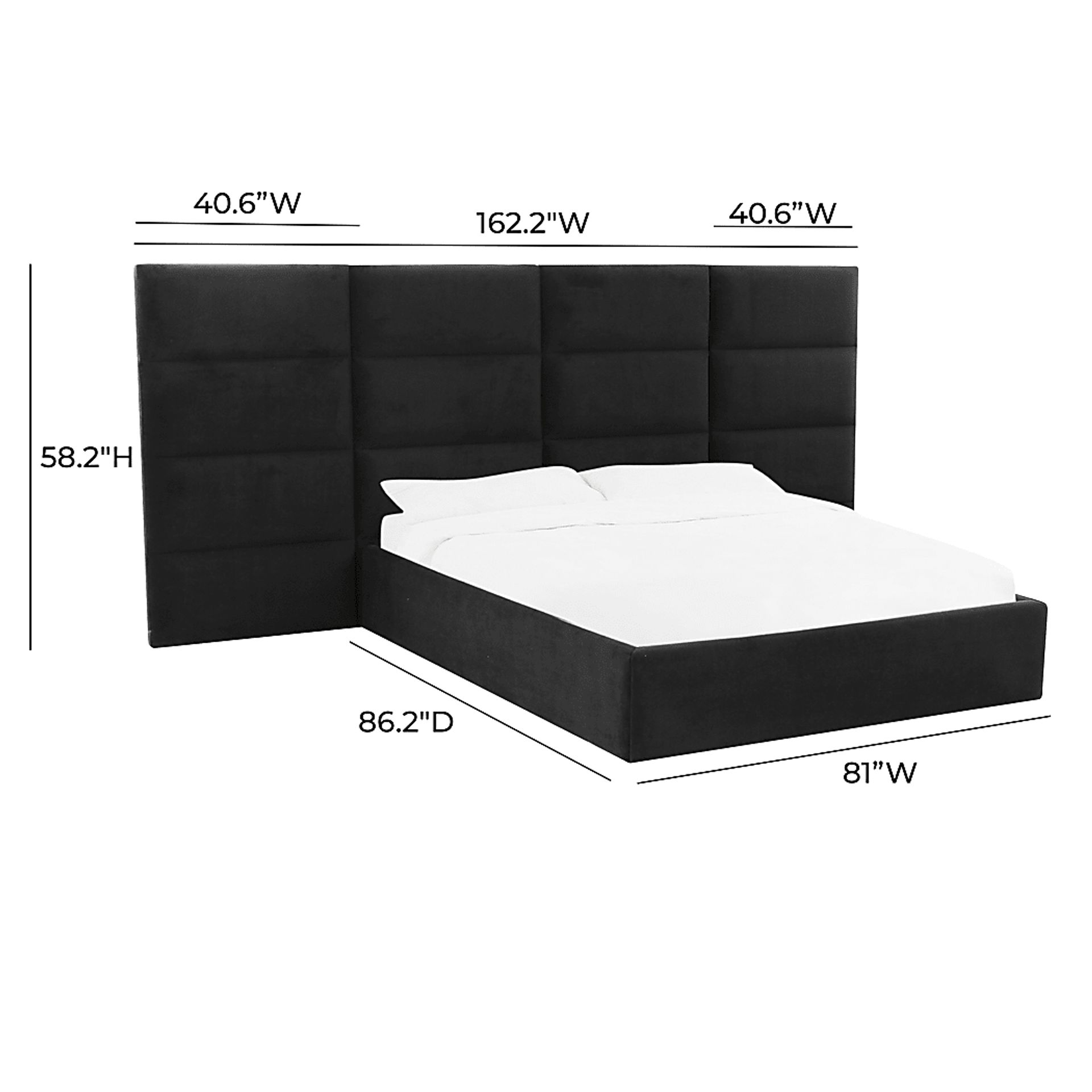 Arliss Black Queen Bed with Wings - Image 4