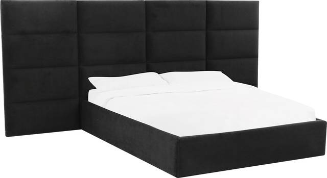 Arliss Black Queen Bed with Wings - Thumbnail - Image 1