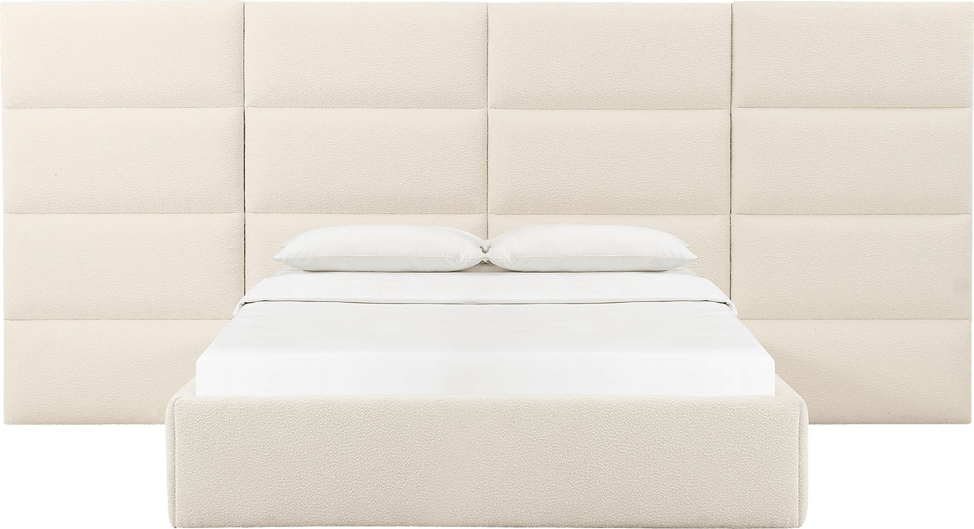 Arliss Cream Boucle King Bed with Wings - Image 3