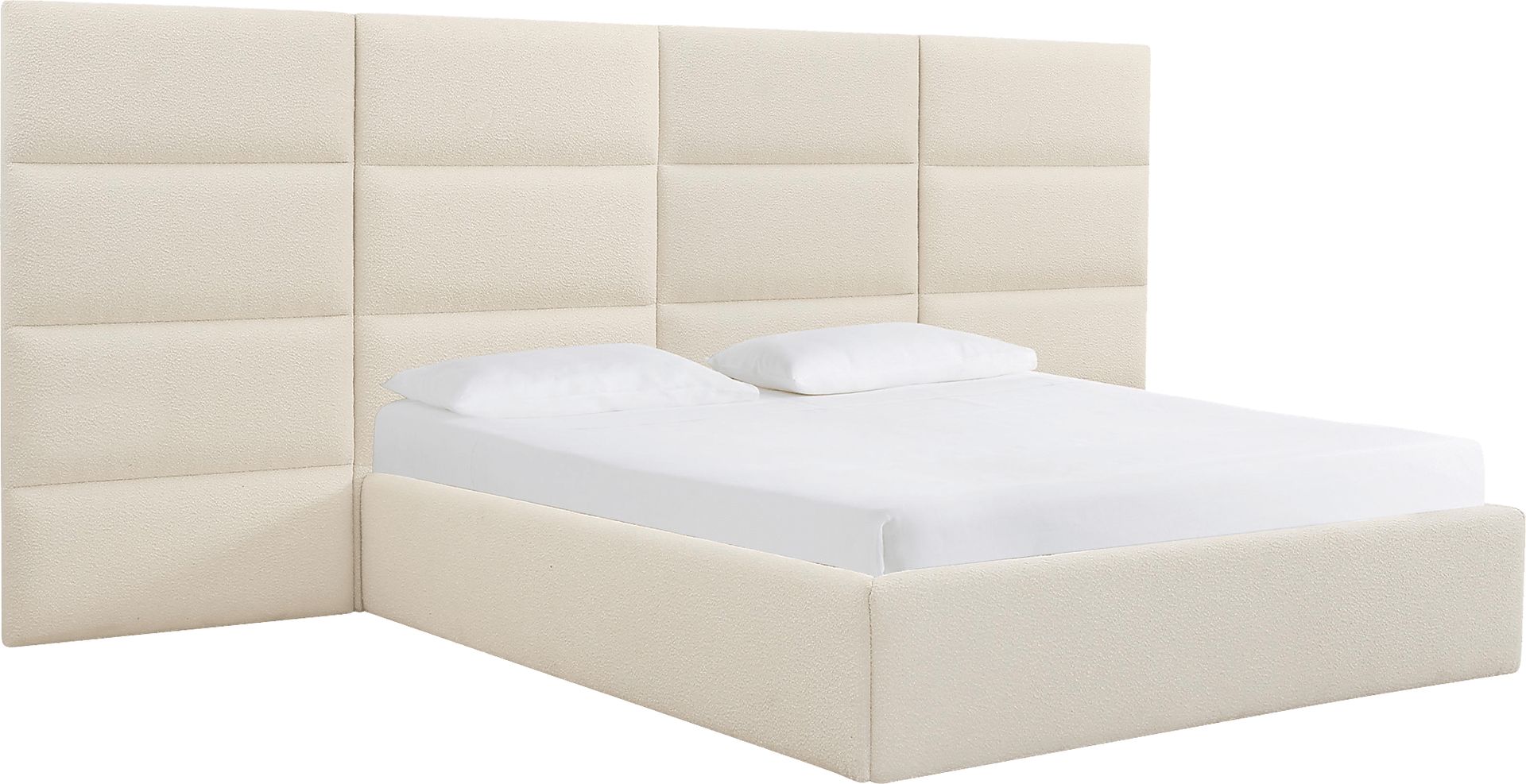 Arliss Cream Boucle King Bed with Wings - Image 1