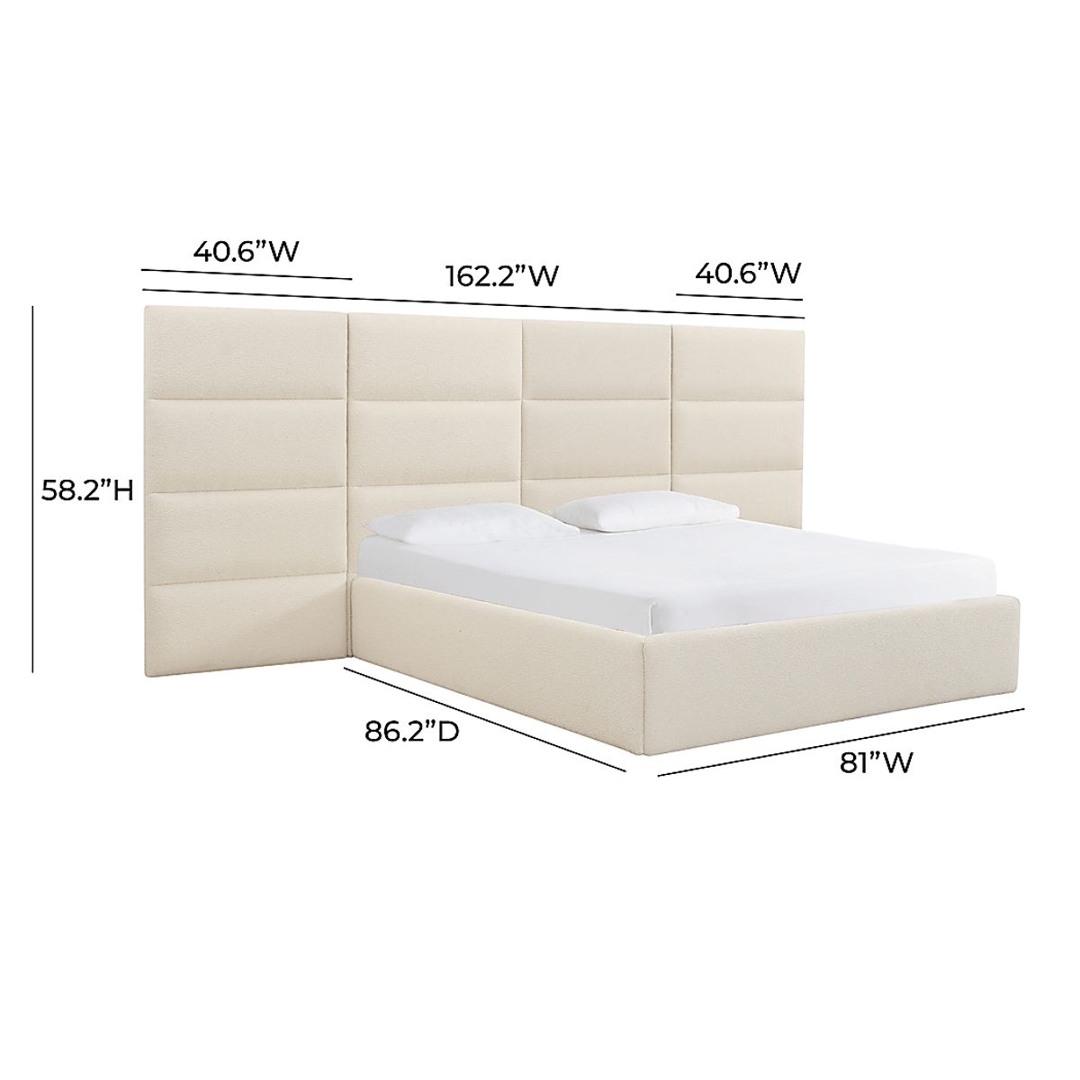 Arliss Cream Beige Polyester Fabric Boucle King Bed | Rooms to Go