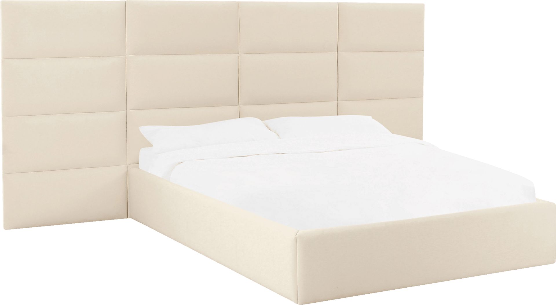 Arliss Cream Queen Bed with Wings - Image 1
