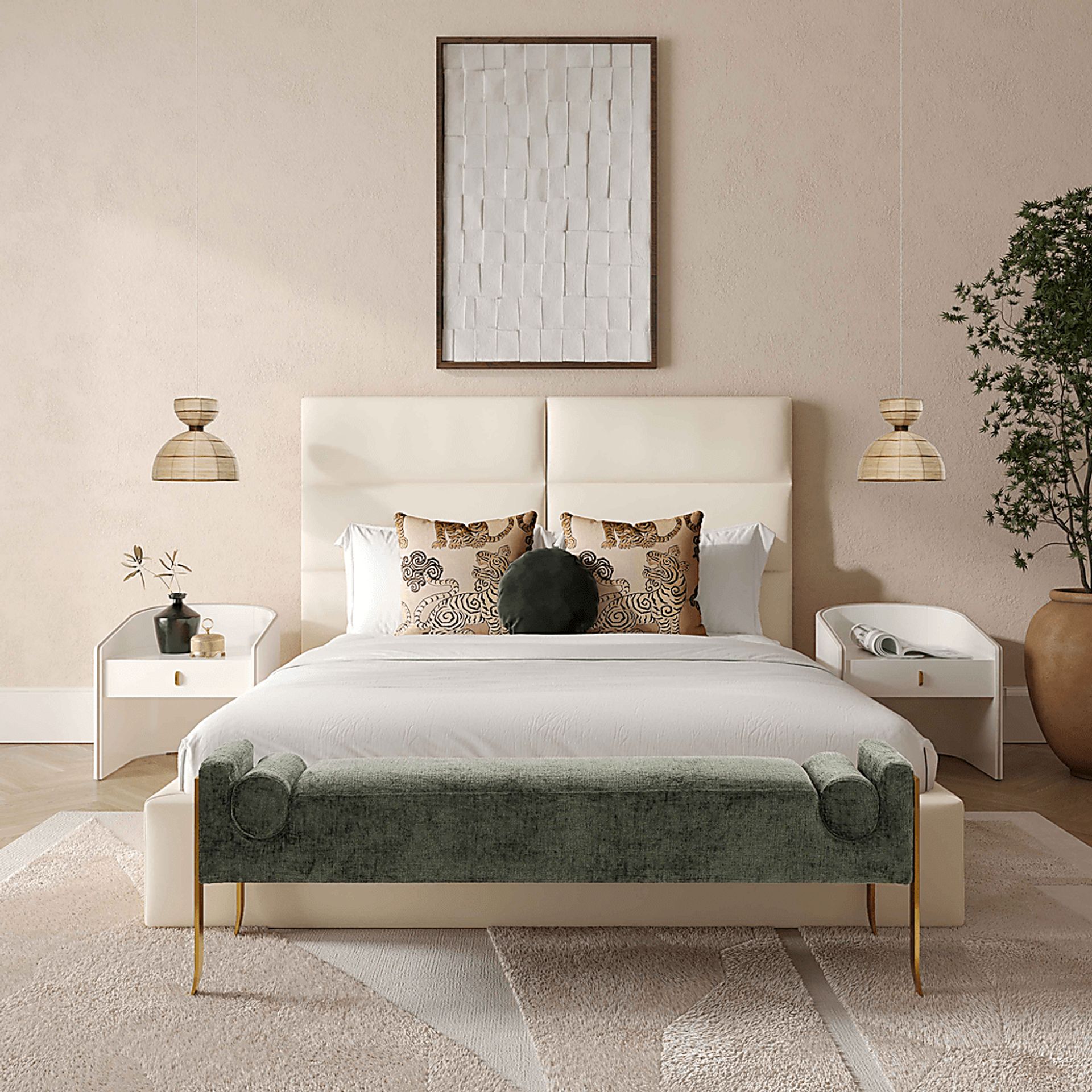 Arliss Cream Queen Bed - Image 2