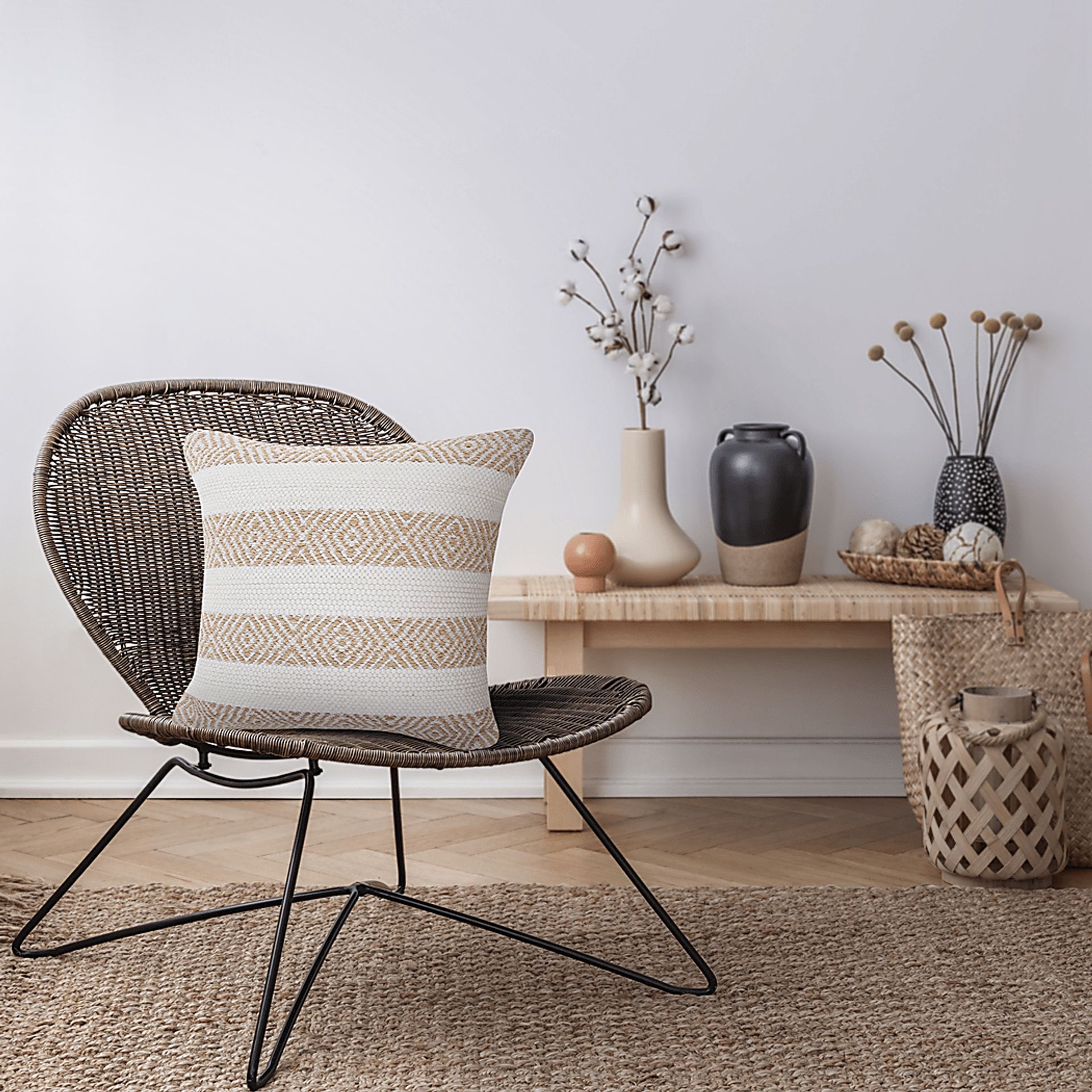 Arlona Beige Throw Pillow - Image 2