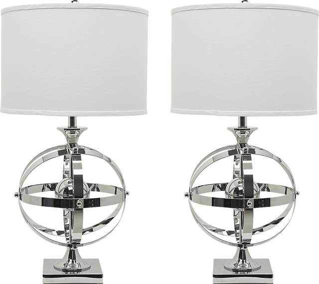 Armillary Silver Table Lamp, Set of 2 - Thumbnail - Image 1