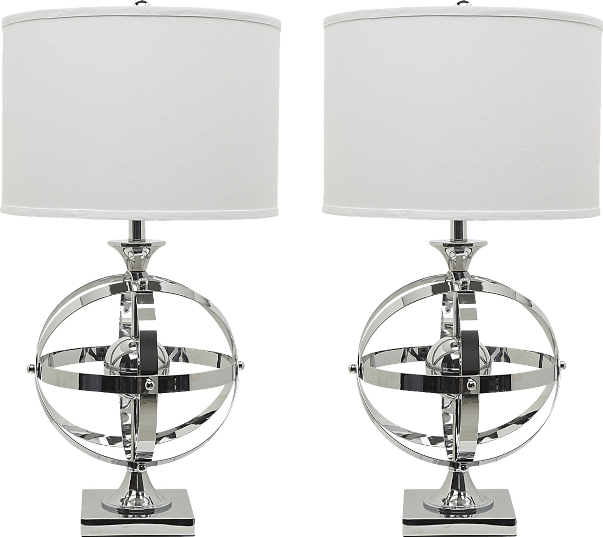 Armillary Silver Table Lamp, Set of 2 - Image 1