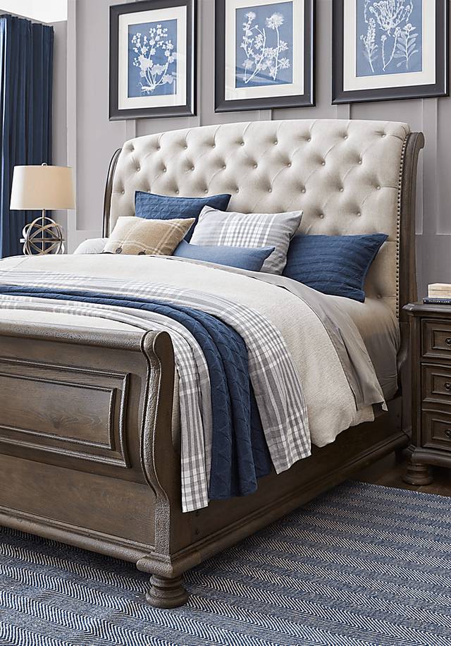 Armitage Dark Brown 5 Pc Queen Upholstered Bedroom - Thumbnail - Image 4