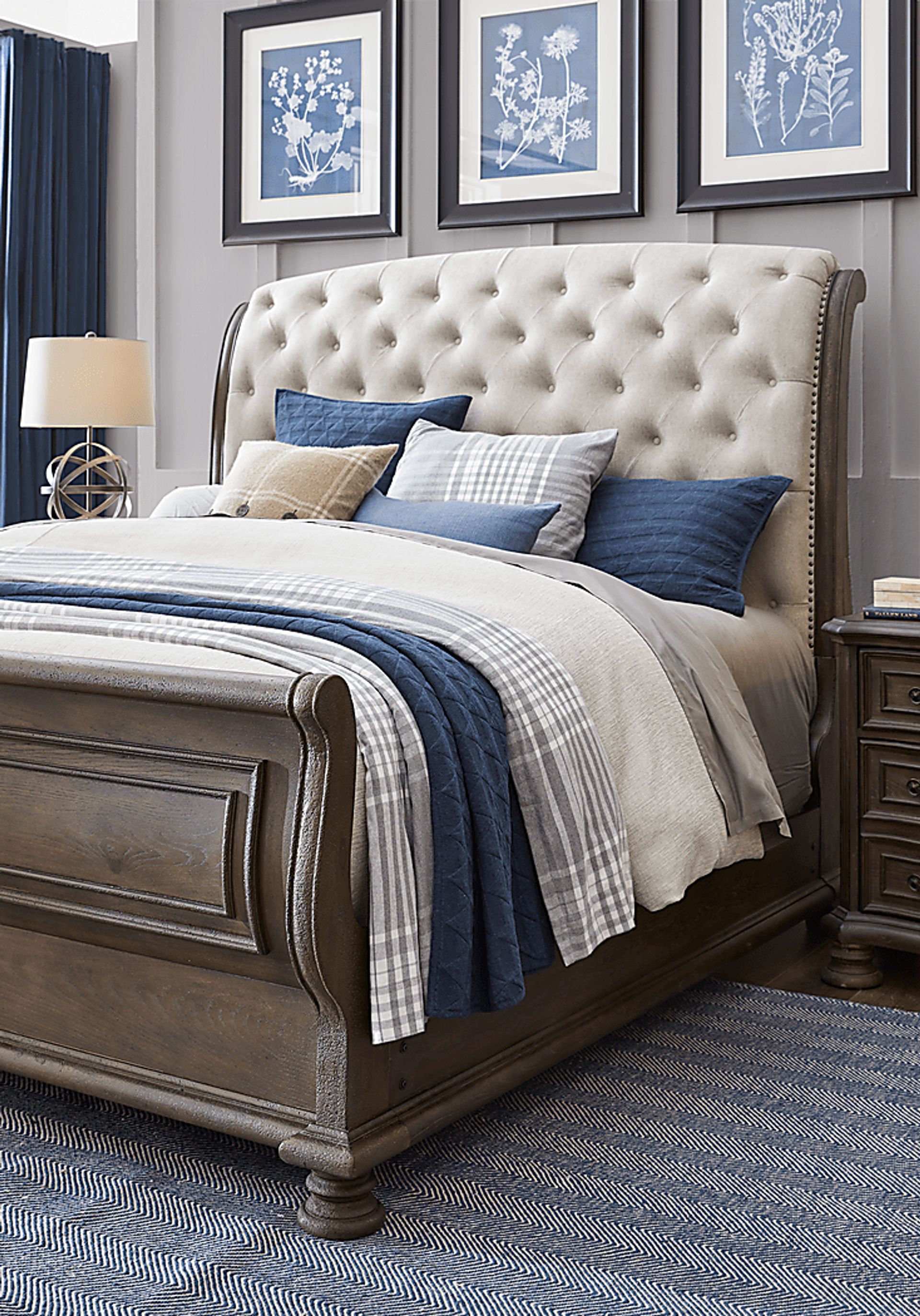 Armitage Dark Brown 7 Pc Queen Upholstered Bedroom - Image 5