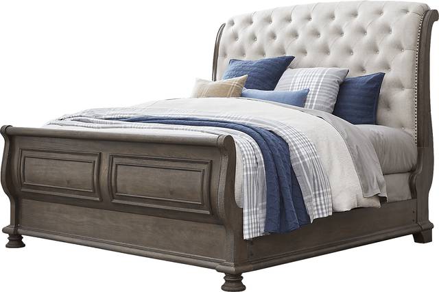 Armitage Dark Brown 3 Pc Queen Upholstered Bed - Thumbnail - Image 1