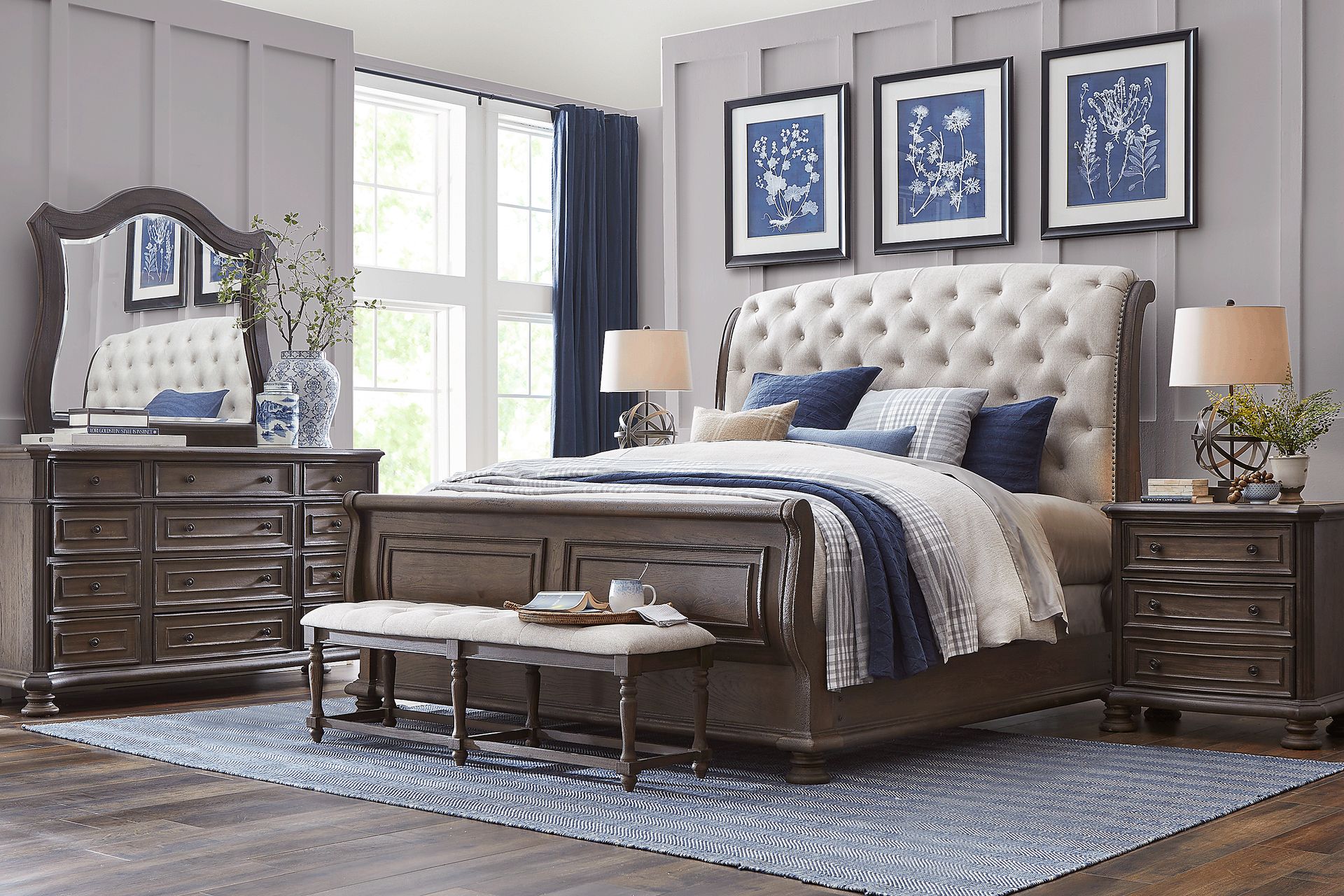 Armitage Dark Brown 5 Pc King Upholstered Bedroom - Image 2