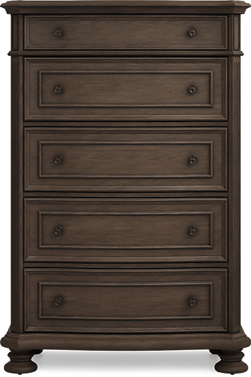 Armitage 5 Pc Dark Brown Wood King Bedroom Set With Dresser, Mirror, 3
