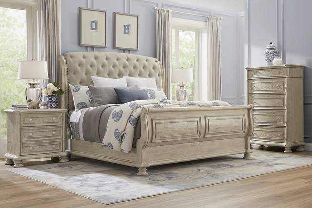 Armitage Off-White 5 Pc King Upholstered Bedroom - Thumbnail - Image 1