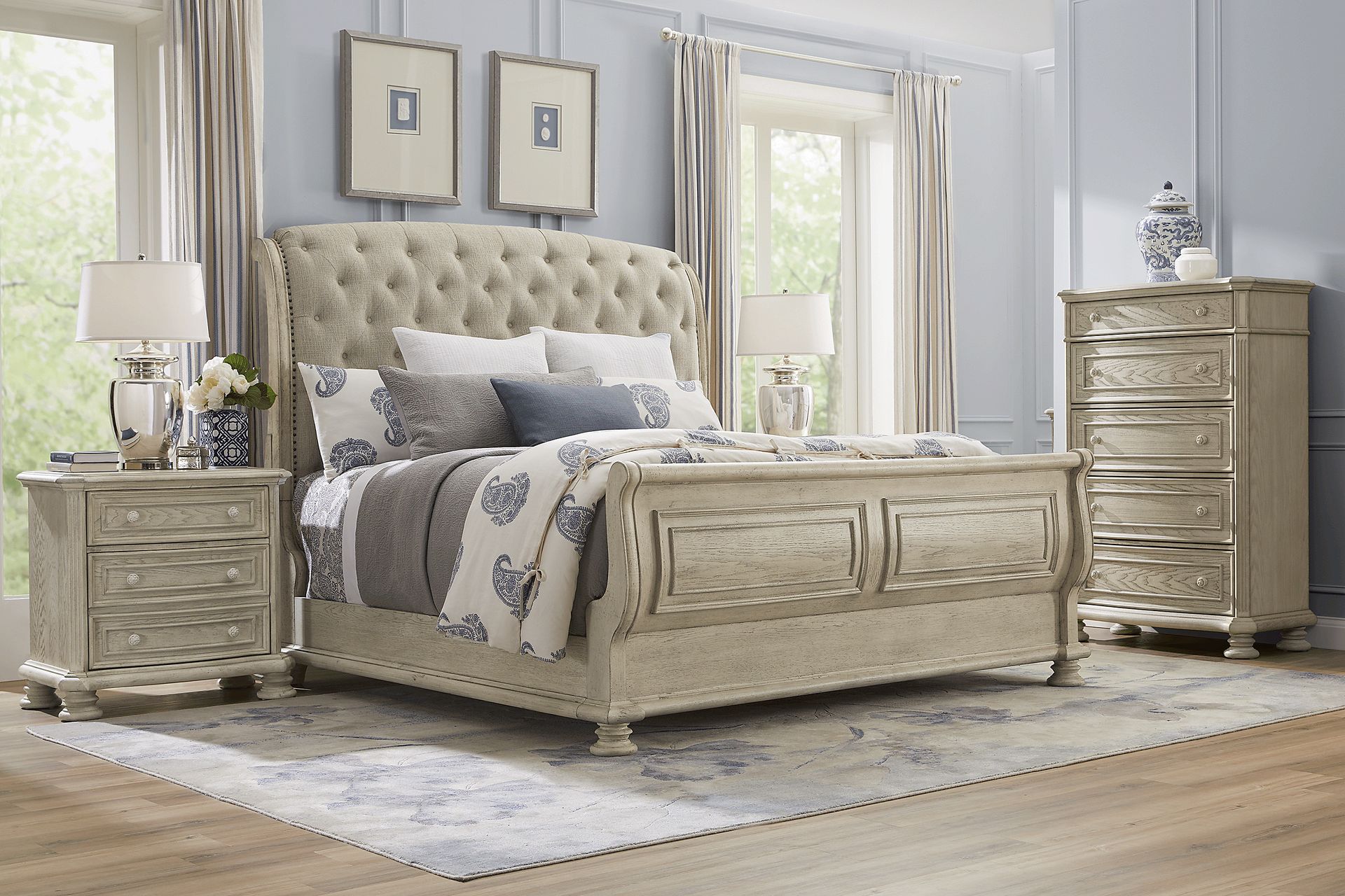 Armitage Off-White 5 Pc King Upholstered Bedroom - Image 1