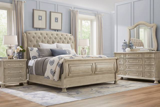 Armitage Off-White 7 Pc King Upholstered Bedroom - Thumbnail - Image 1
