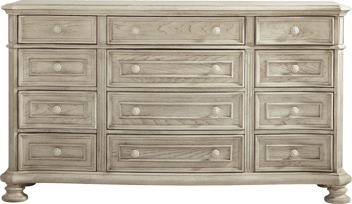 Armitage 7 Pc OffWhite Light Wood,White King Bedroom Set With Dresser