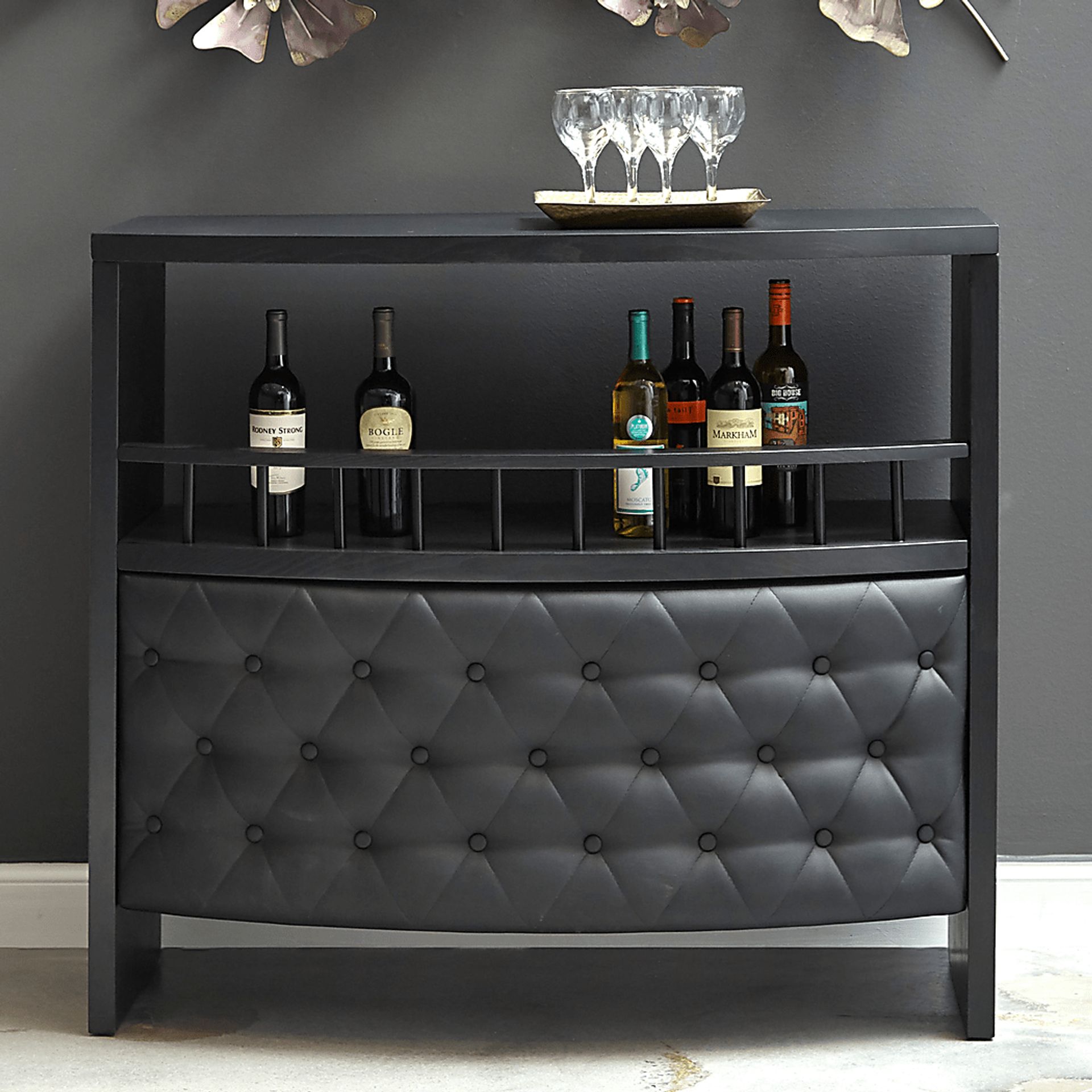 Armon Black Bar With Wine Rack - Image 7