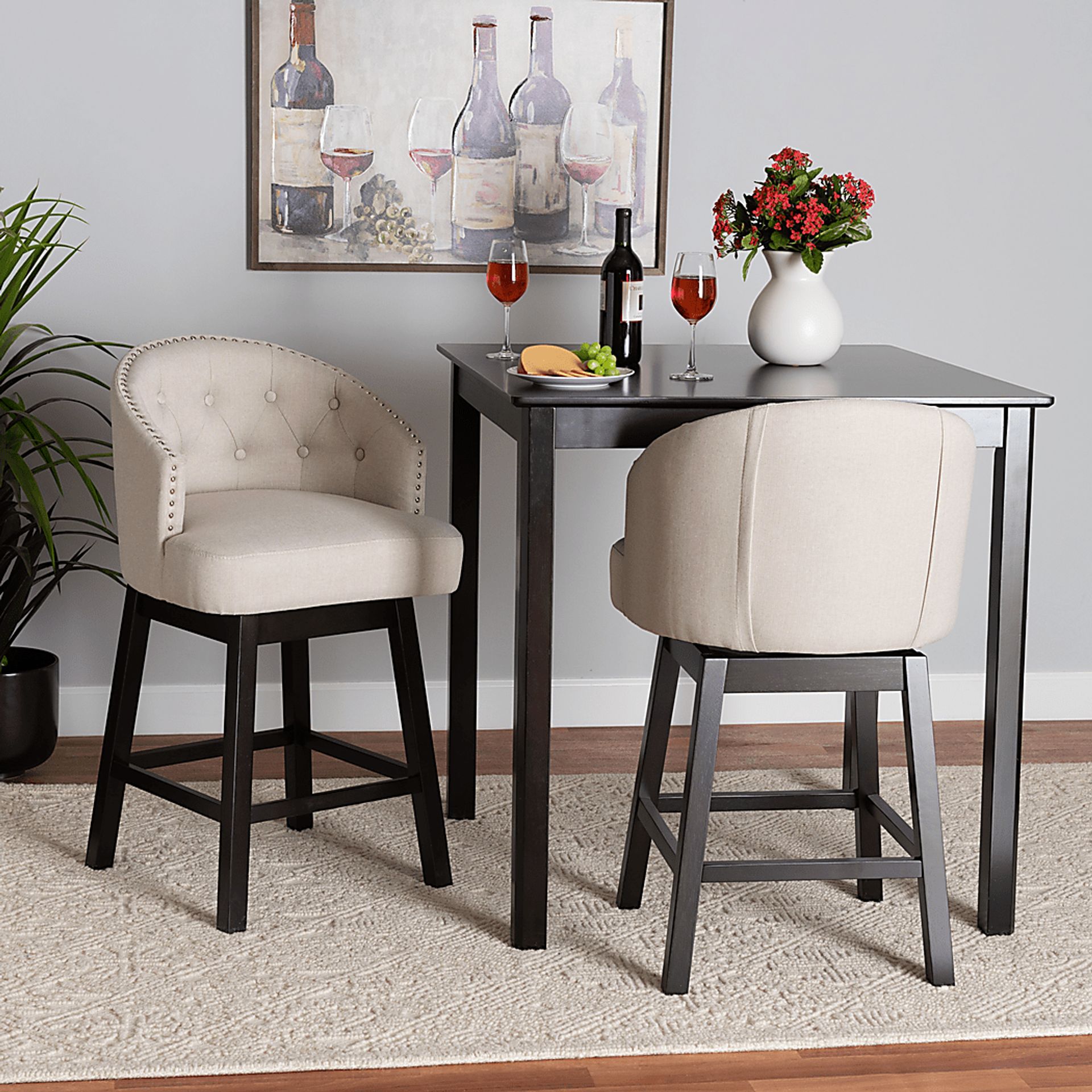 Armourdale Beige Swivel Counter Stool, Set of 2 - Image 2