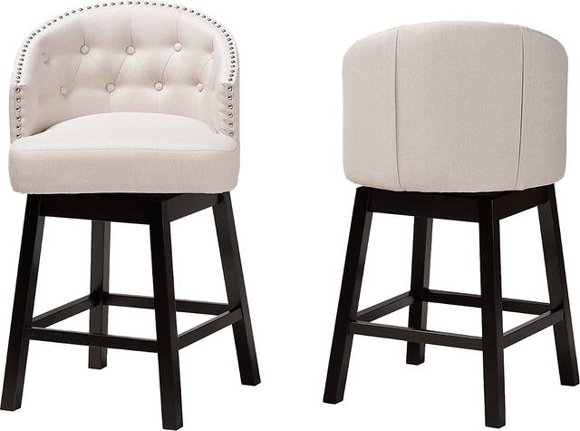 Armourdale Beige Swivel Counter Stool, Set of 2 - Thumbnail - Image 4