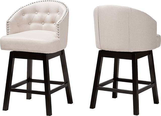 Armourdale Beige Swivel Counter Stool, Set of 2 - Thumbnail - Image 1