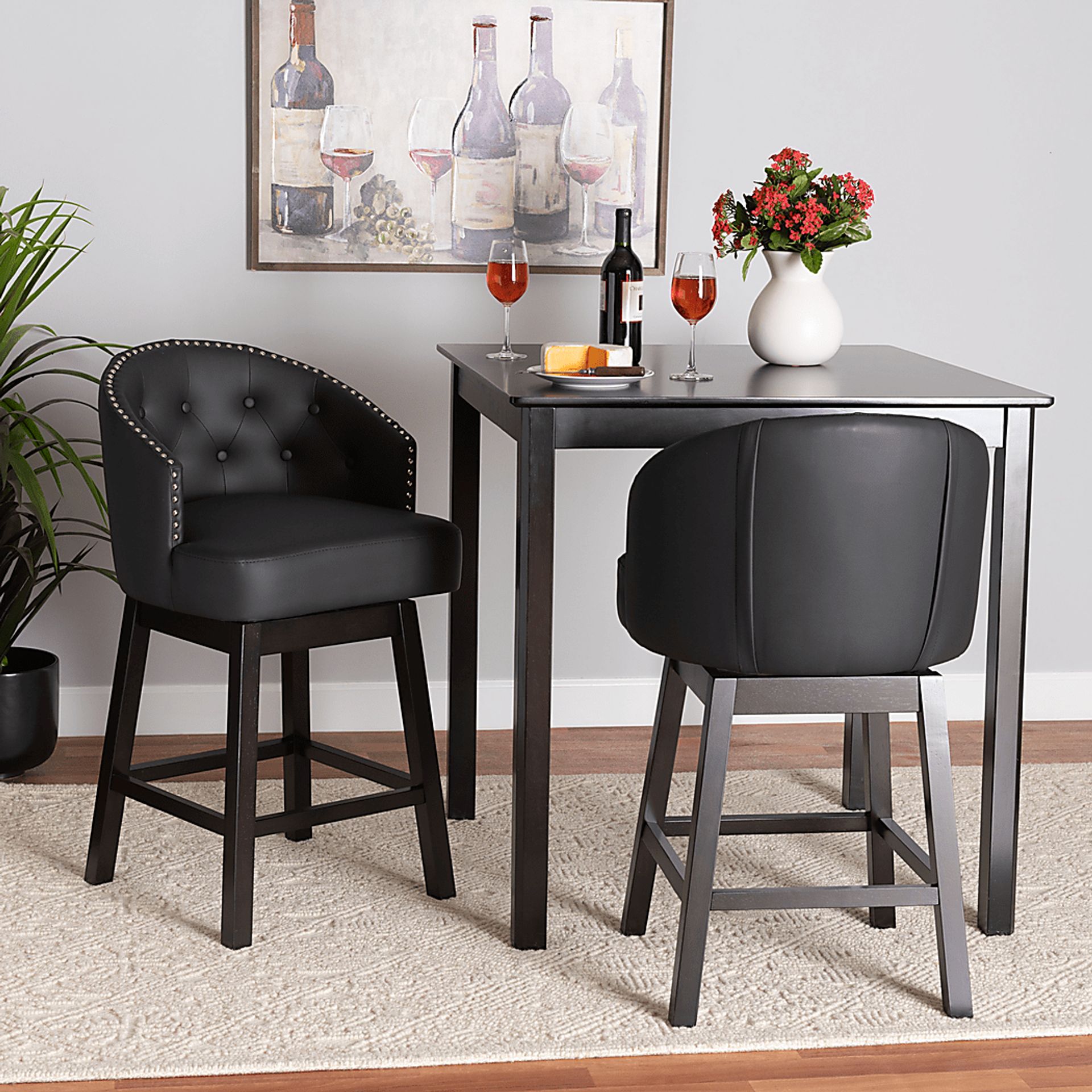 Armourdale Black Swivel Counter Stool, Set of 2 - Image 2