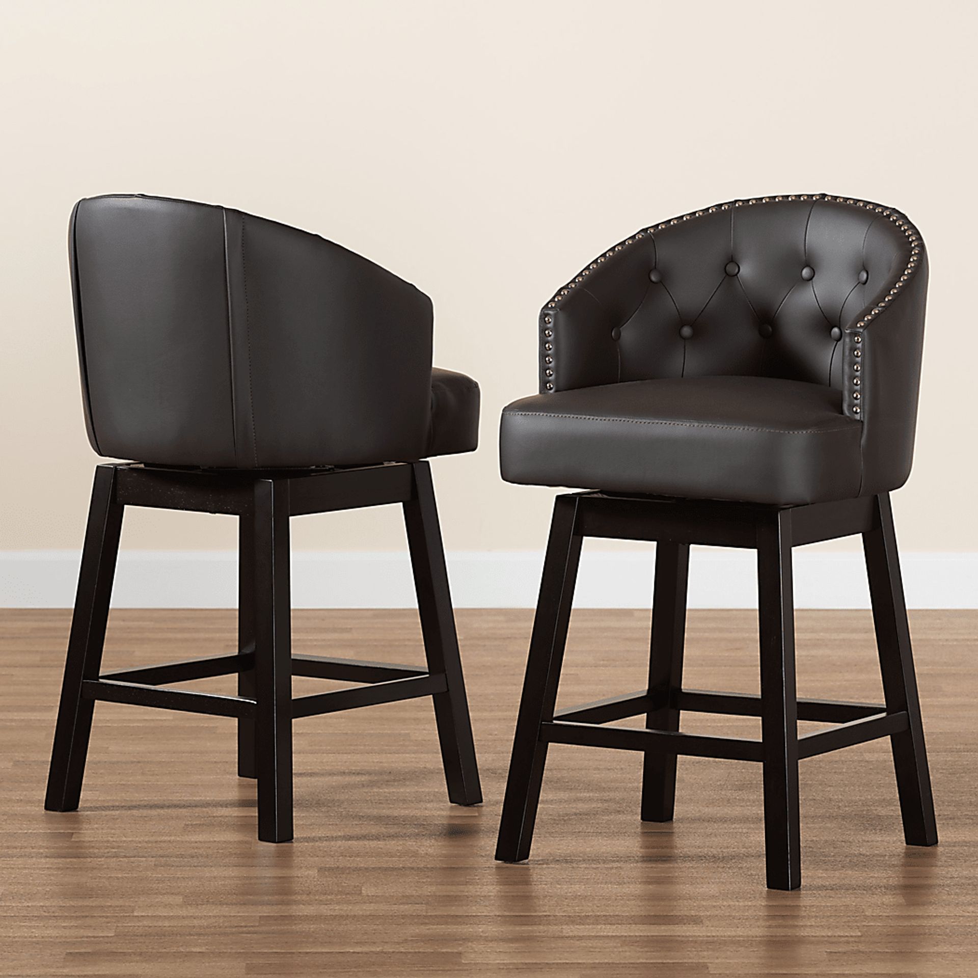 Armourdale Dark Brown Swivel Counter Stool, Set of 2 - Image 3