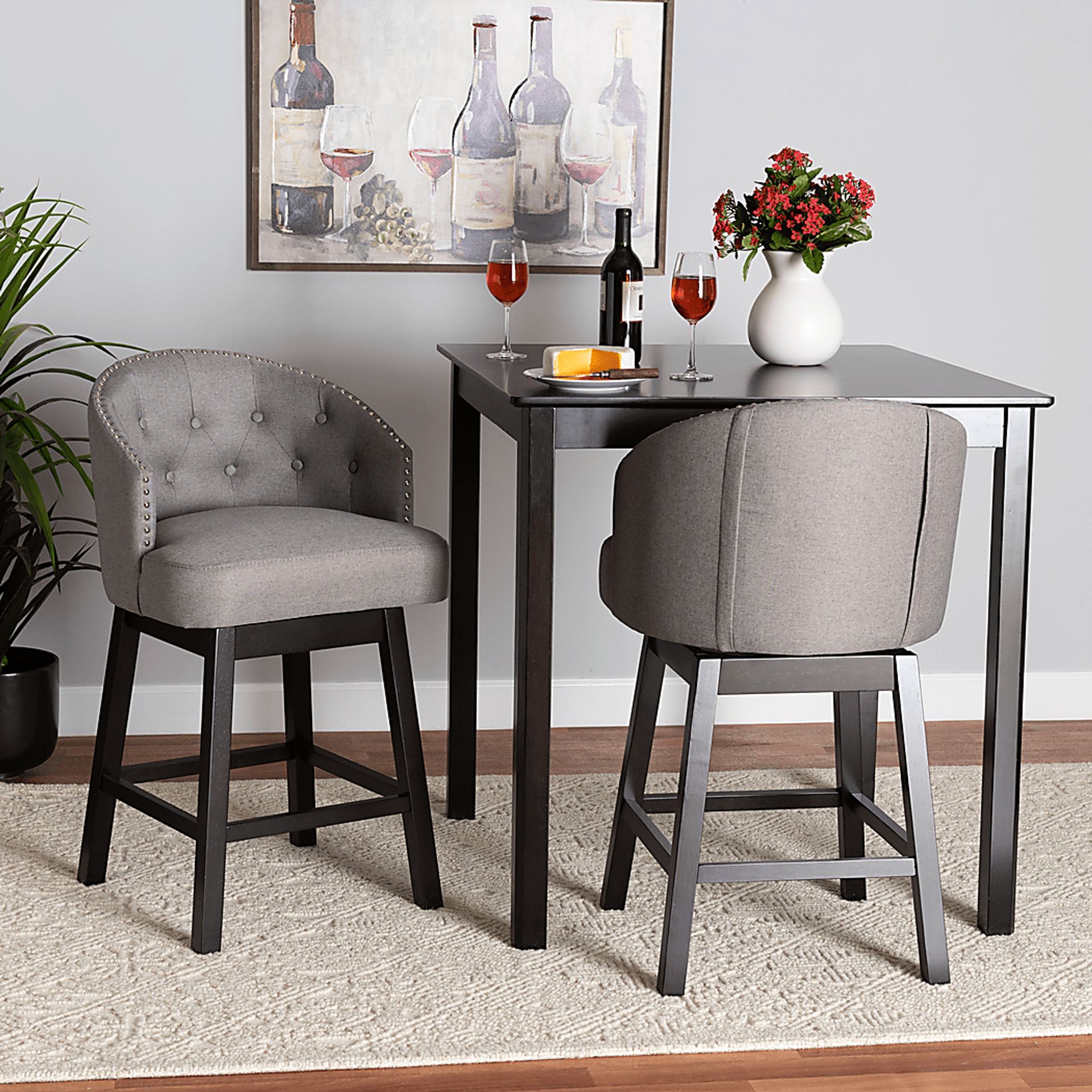 Armourdale Gray Polyester Fabric Swivel Barstool Rooms to Go