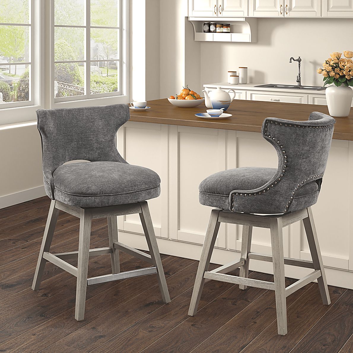 Arrowana Charcoal Counter Height Stool