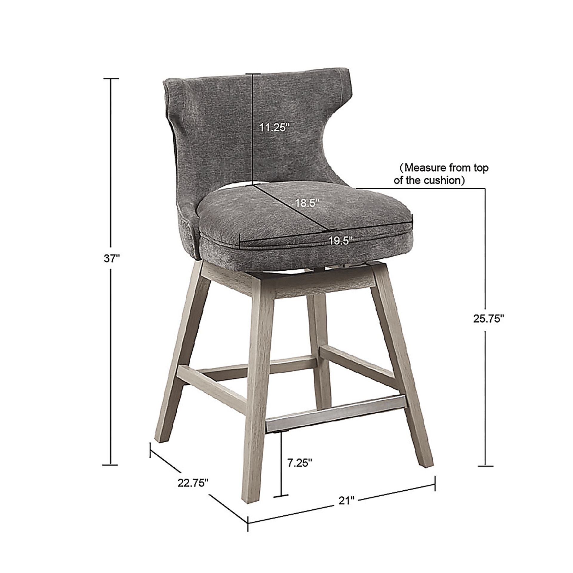 Arrowana Charcoal Counter Height Stool - Image 10