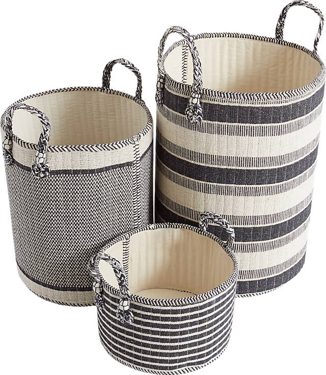 Arrowwood Black Baskets (Set of 3) - Thumbnail - Image 1