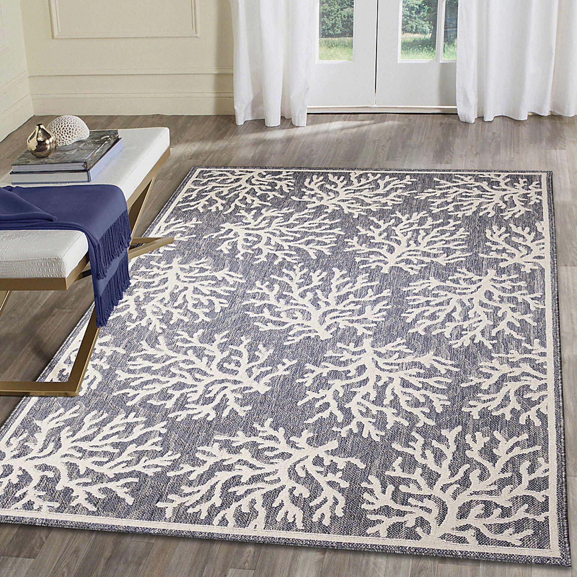 Arshall Blue 7'10 x 9'10 Indoor/Outdoor Rug - Image 3