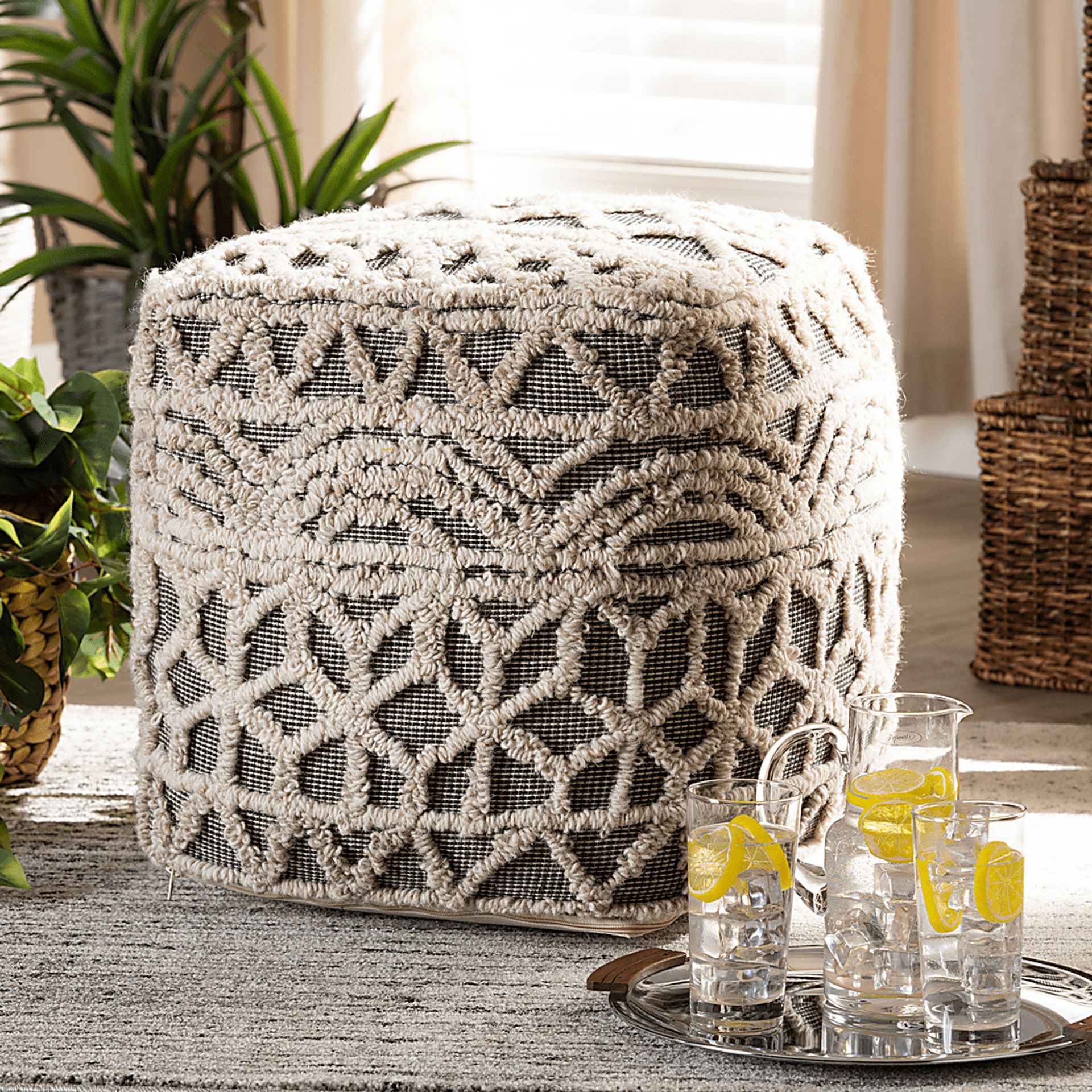 Artesian Court Beige Pouf - Image 5