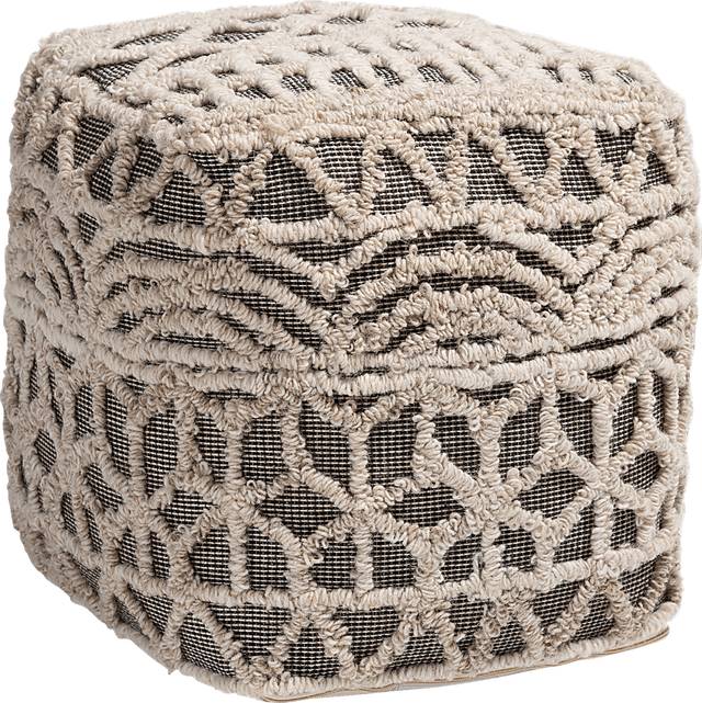 Artesian Court Beige Pouf - Thumbnail - Image 1