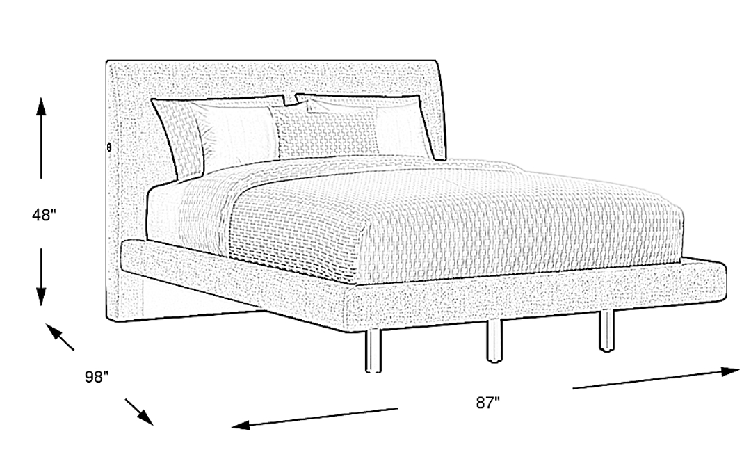 Aruba Blue 3 Pc King Upholstered Bed