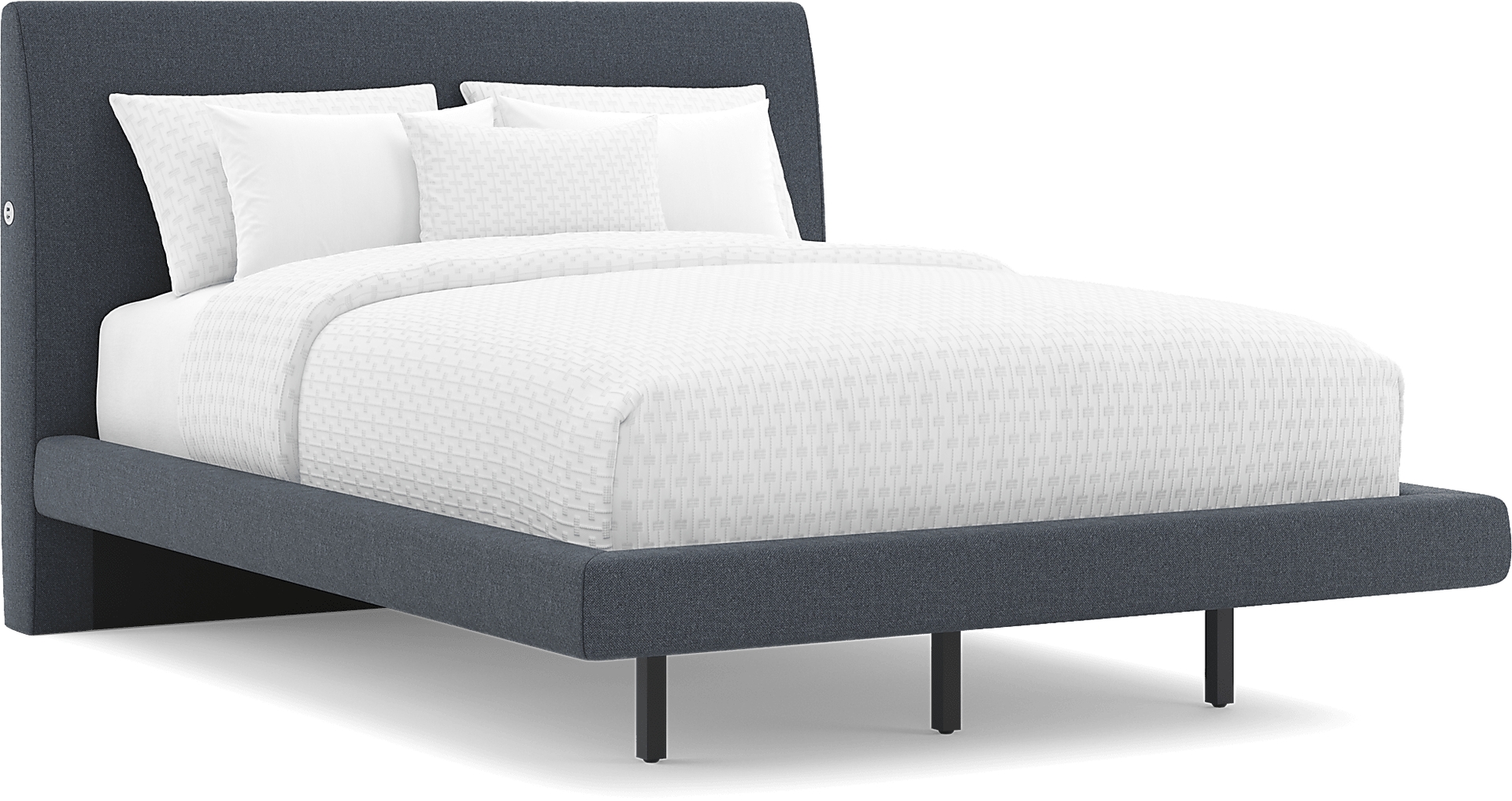 blue 3 pc king upholstered bed