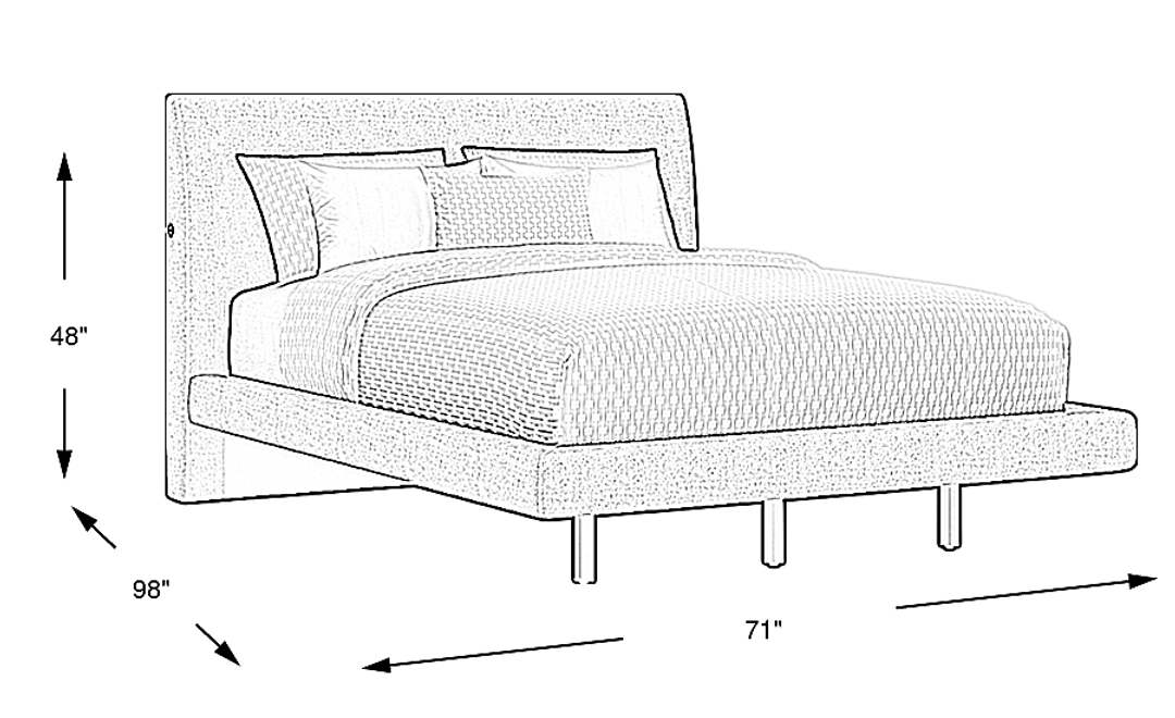 Aruba Blue 3 Pc Queen Upholstered Bed