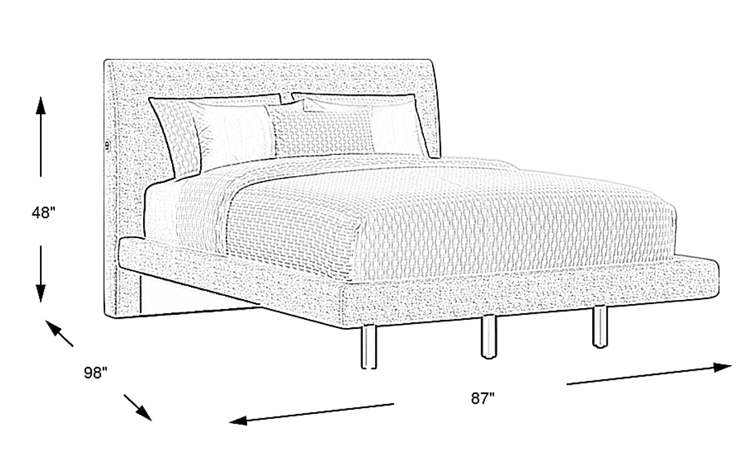 Aruba Gray 3 Pc King Upholstered Bed