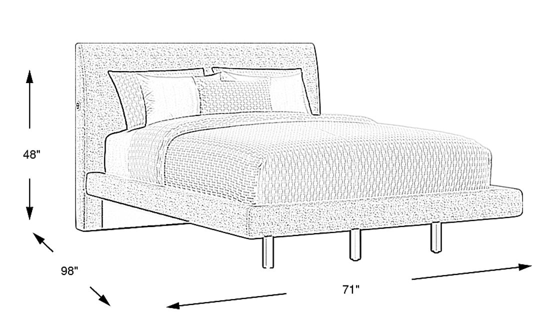Aruba Gray 3 Pc Queen Upholstered Bed