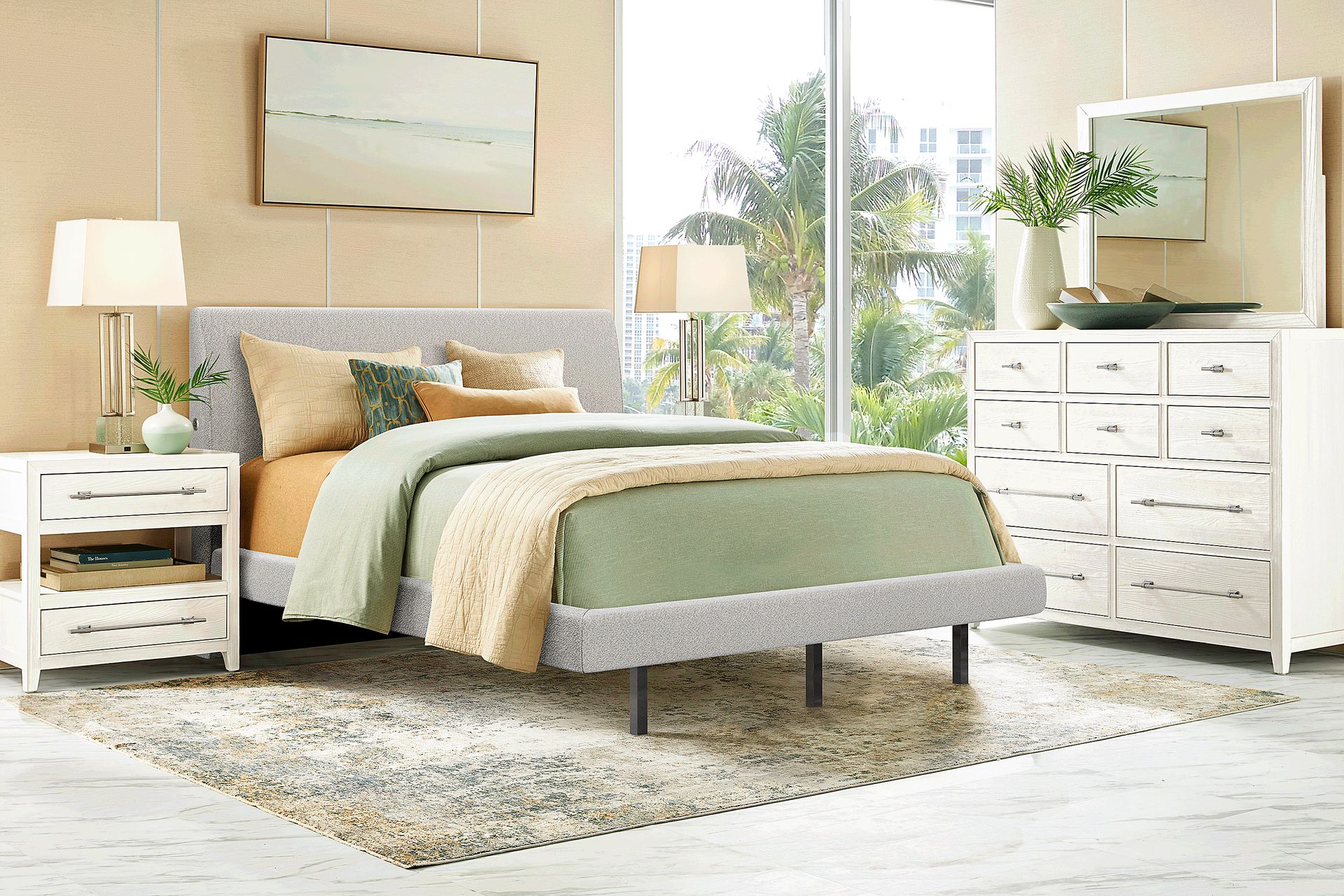 Aruba Gray 3 Pc King Upholstered Bed - Image 2