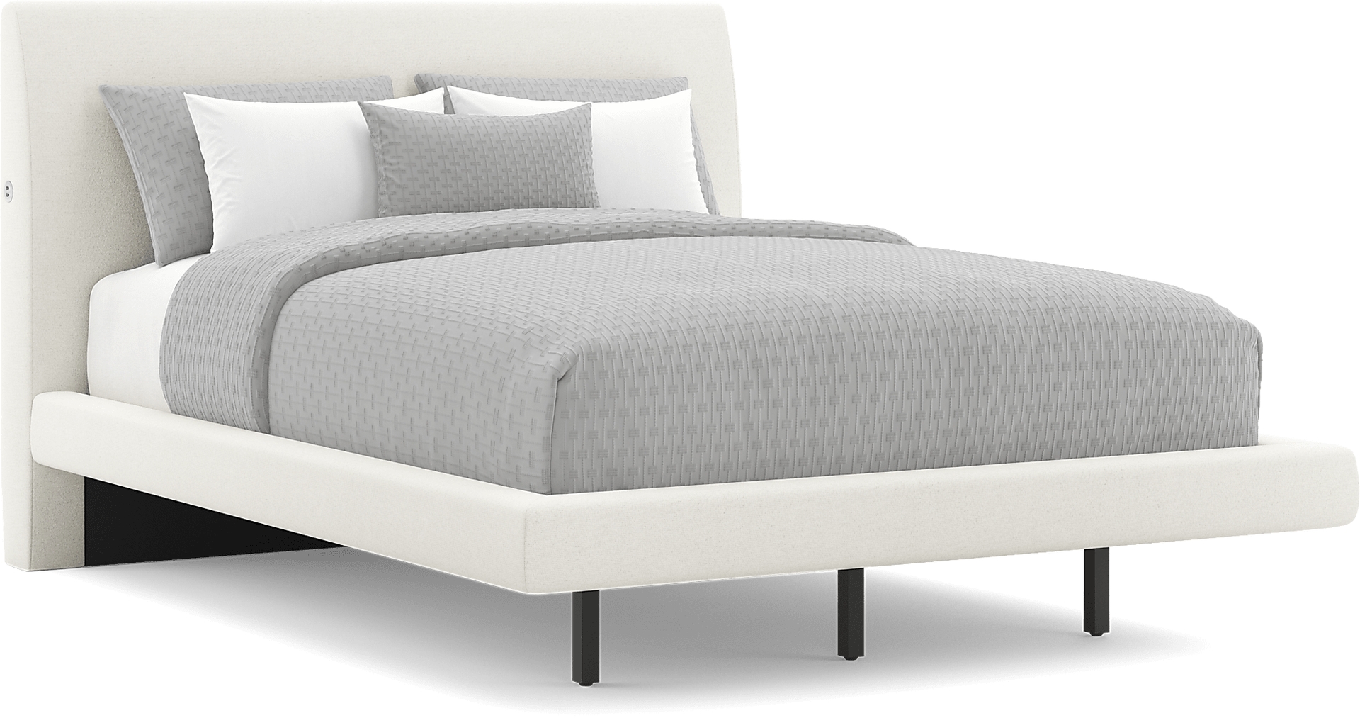 white 3 pc king upholstered bed