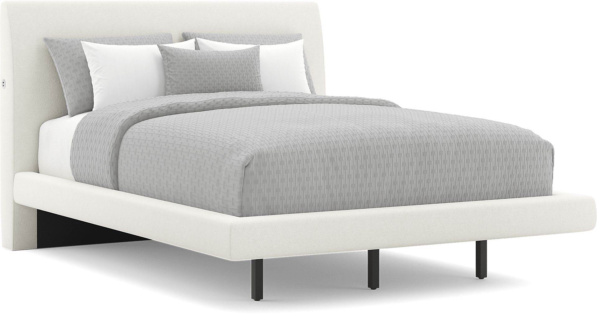 Aruba White 3 Pc King Upholstered Bed - Image 1