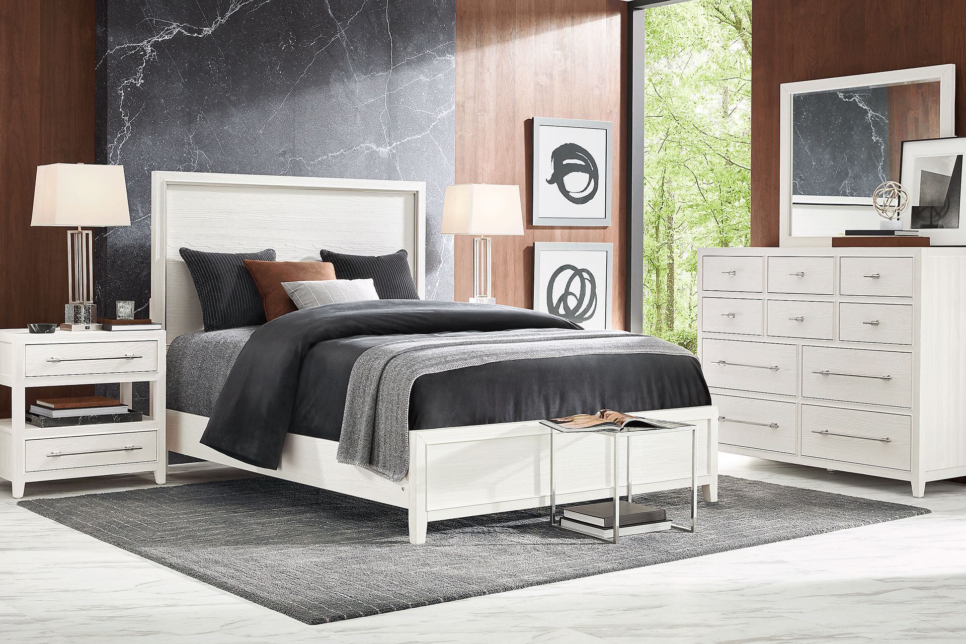 Aruba White 7 Pc King Panel Bedroom - Image 1