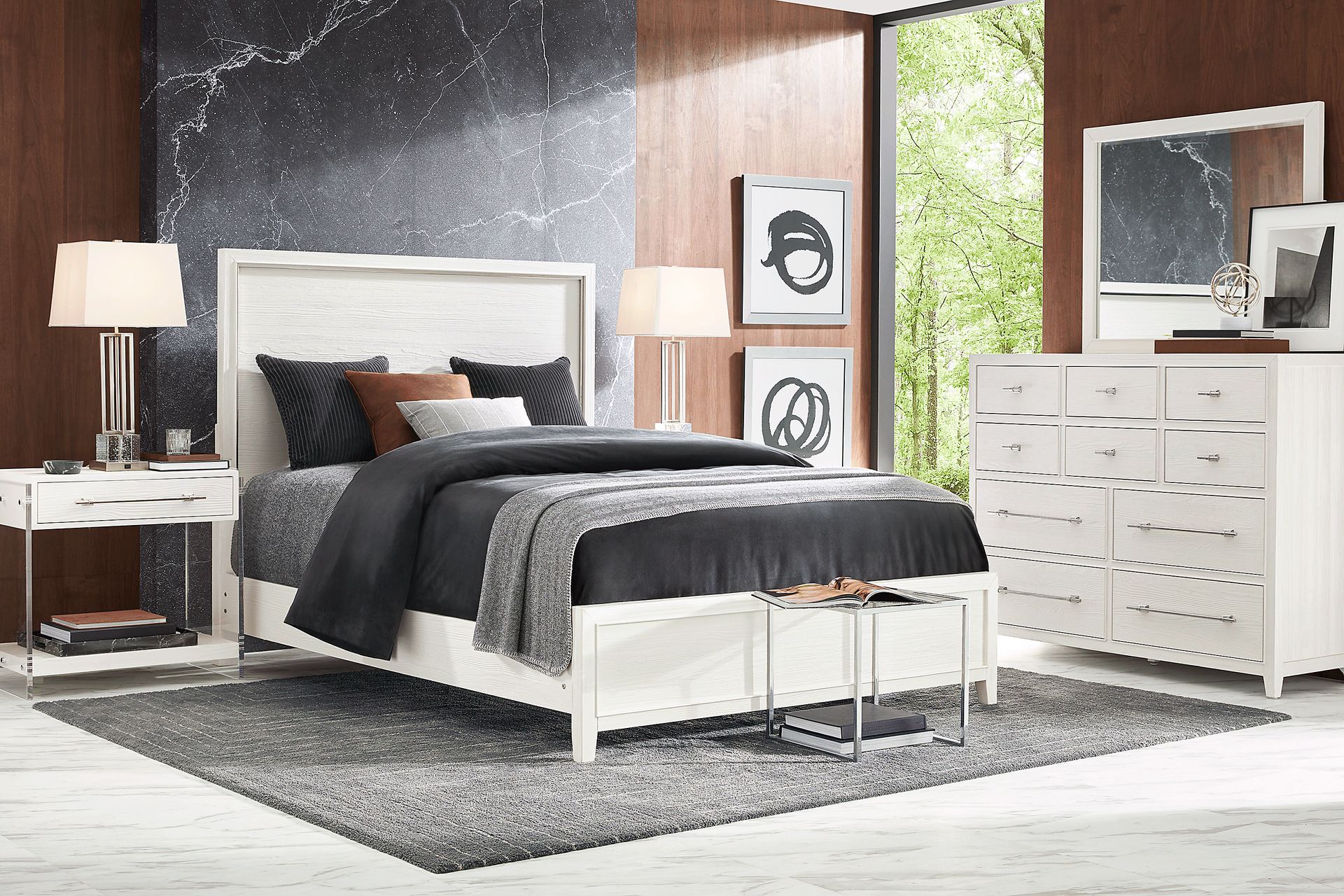 Aruba White 7 Pc King Panel Bedroom - Image 1