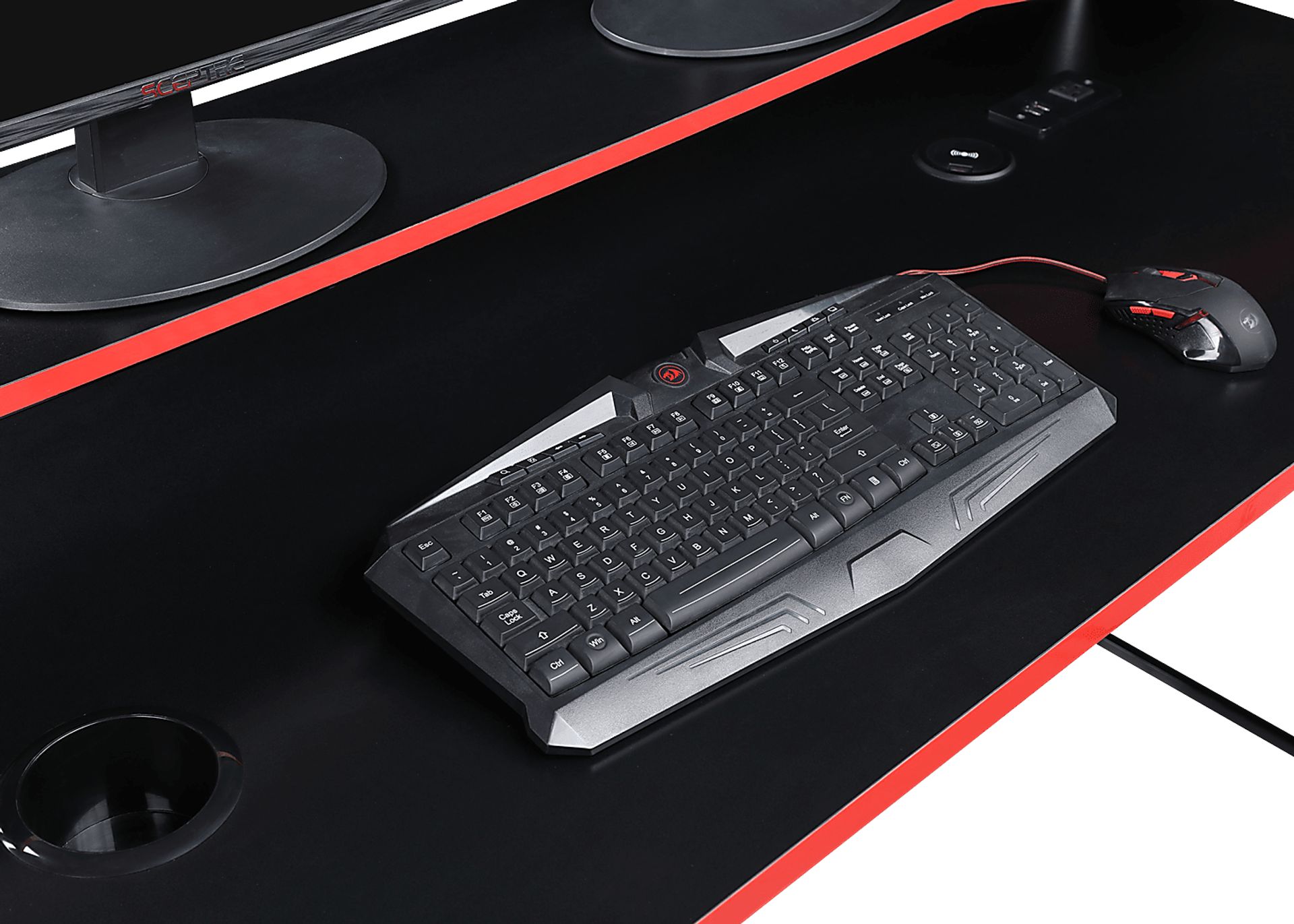 Arya Black/Red L-shaped Gaming Desk - Image 14