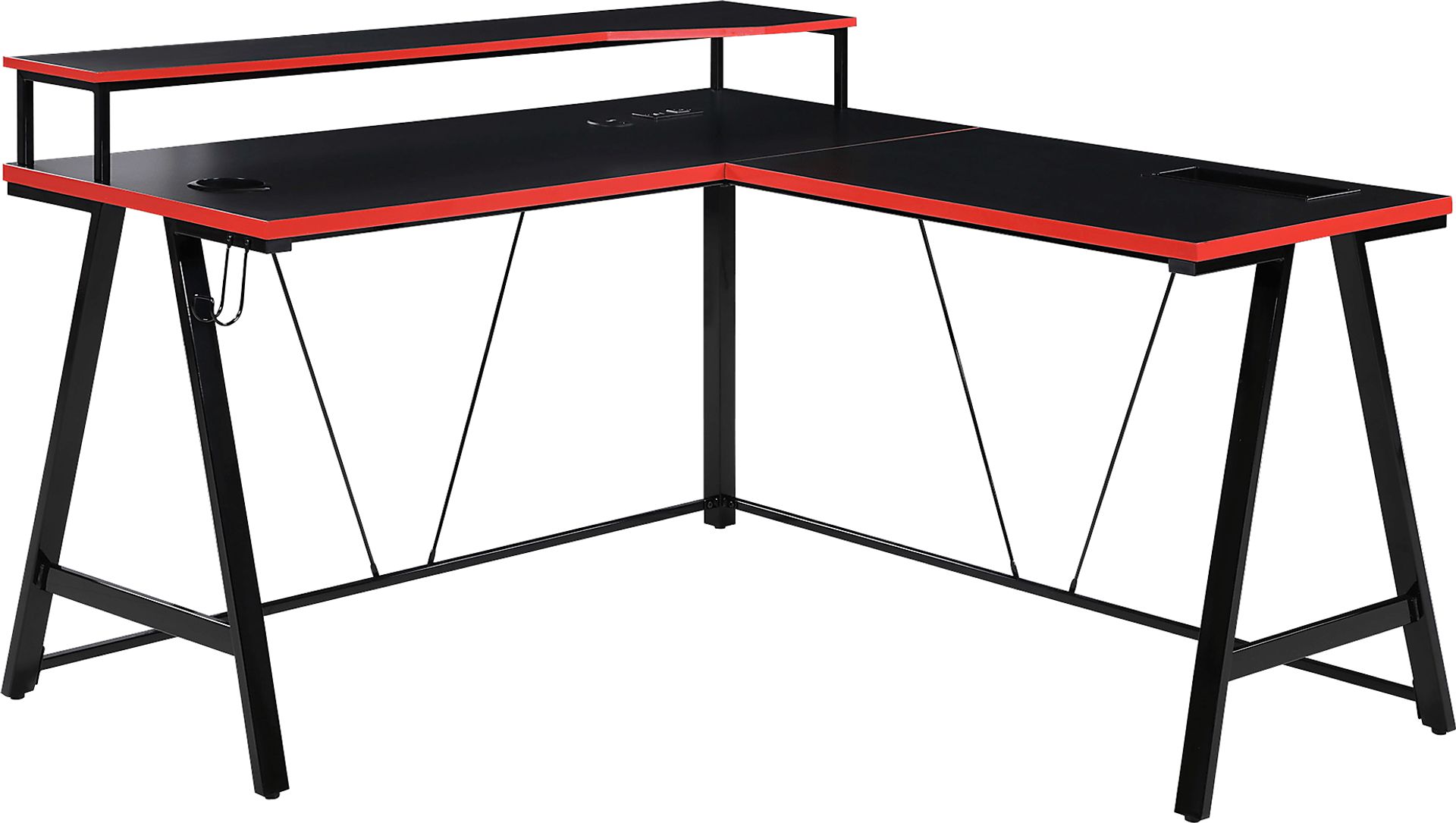 Arya Black/Red L-shaped Gaming Desk - Image 1